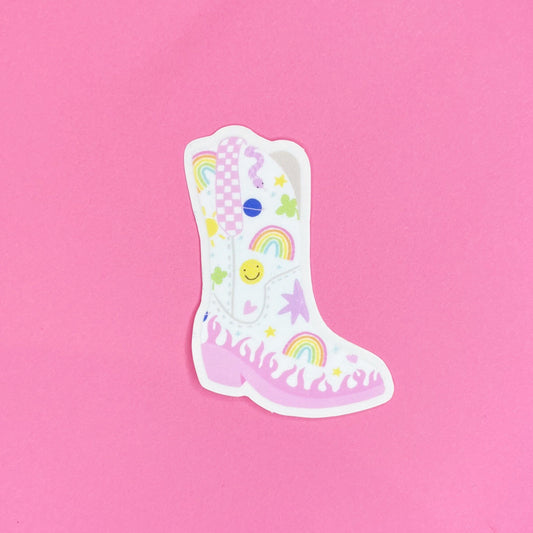 Cowboy Boot Clear Vinyl Sticker
