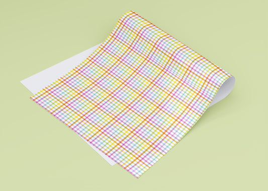 Rainbow Gingham Print Wrapping Paper Sheets