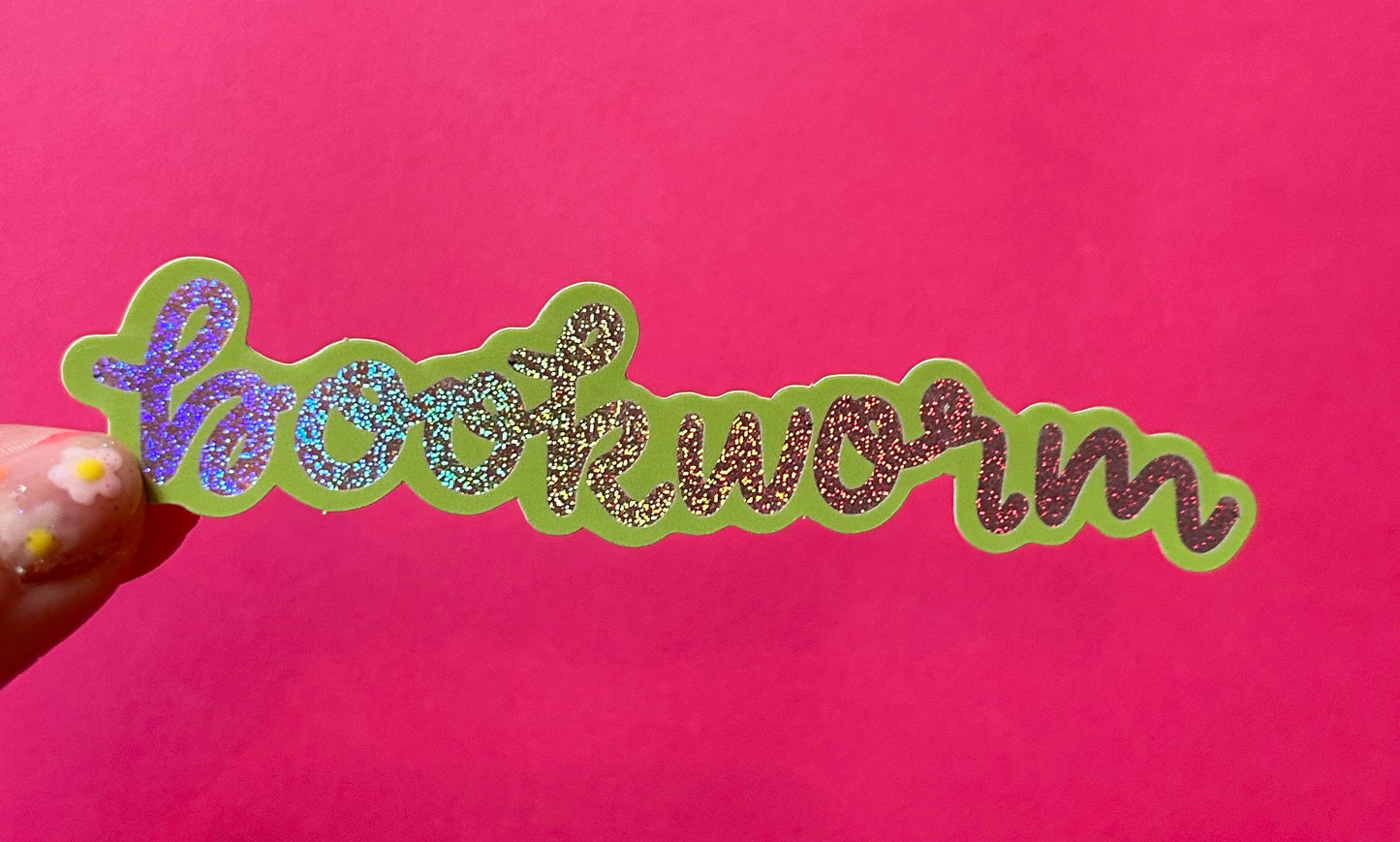 Bookworm Vinyl Glitter Sticker