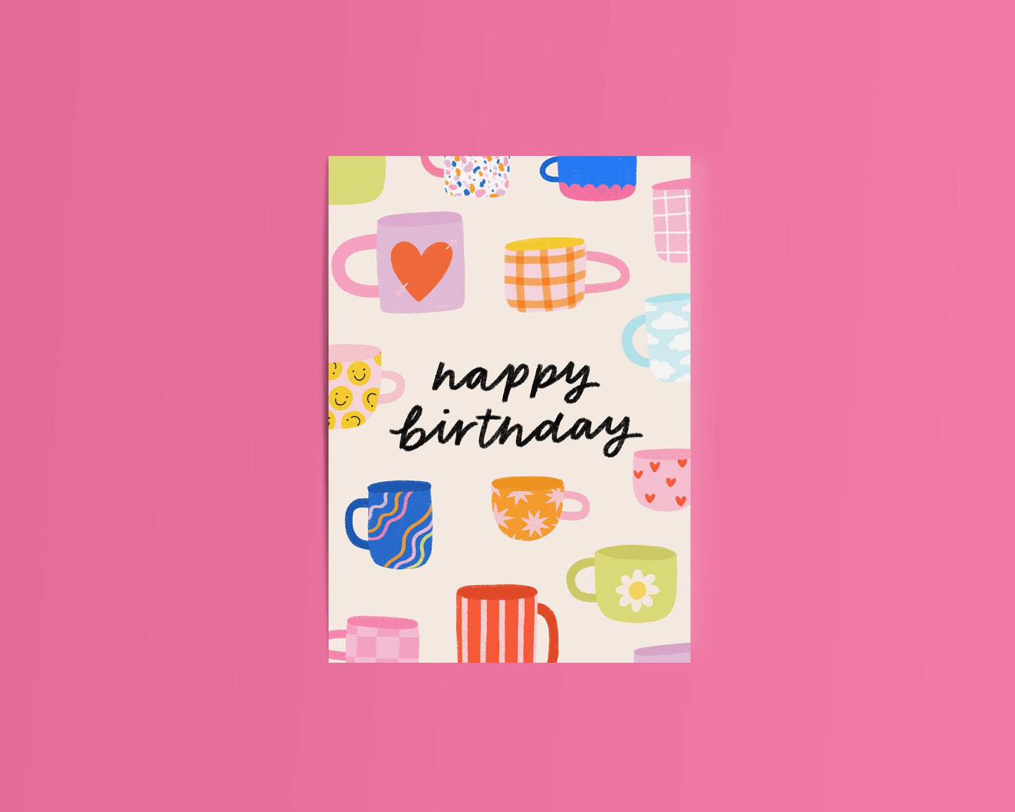 Happy Birthday Mugs Print Card
