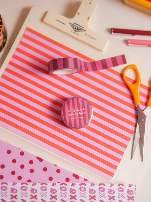 Pink and Burgundy Chunky Stripe Washi Tape