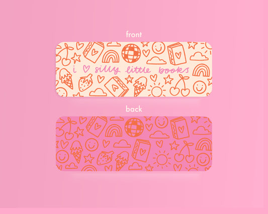 I Heart Silly Little Books Pink and Red Bookmark