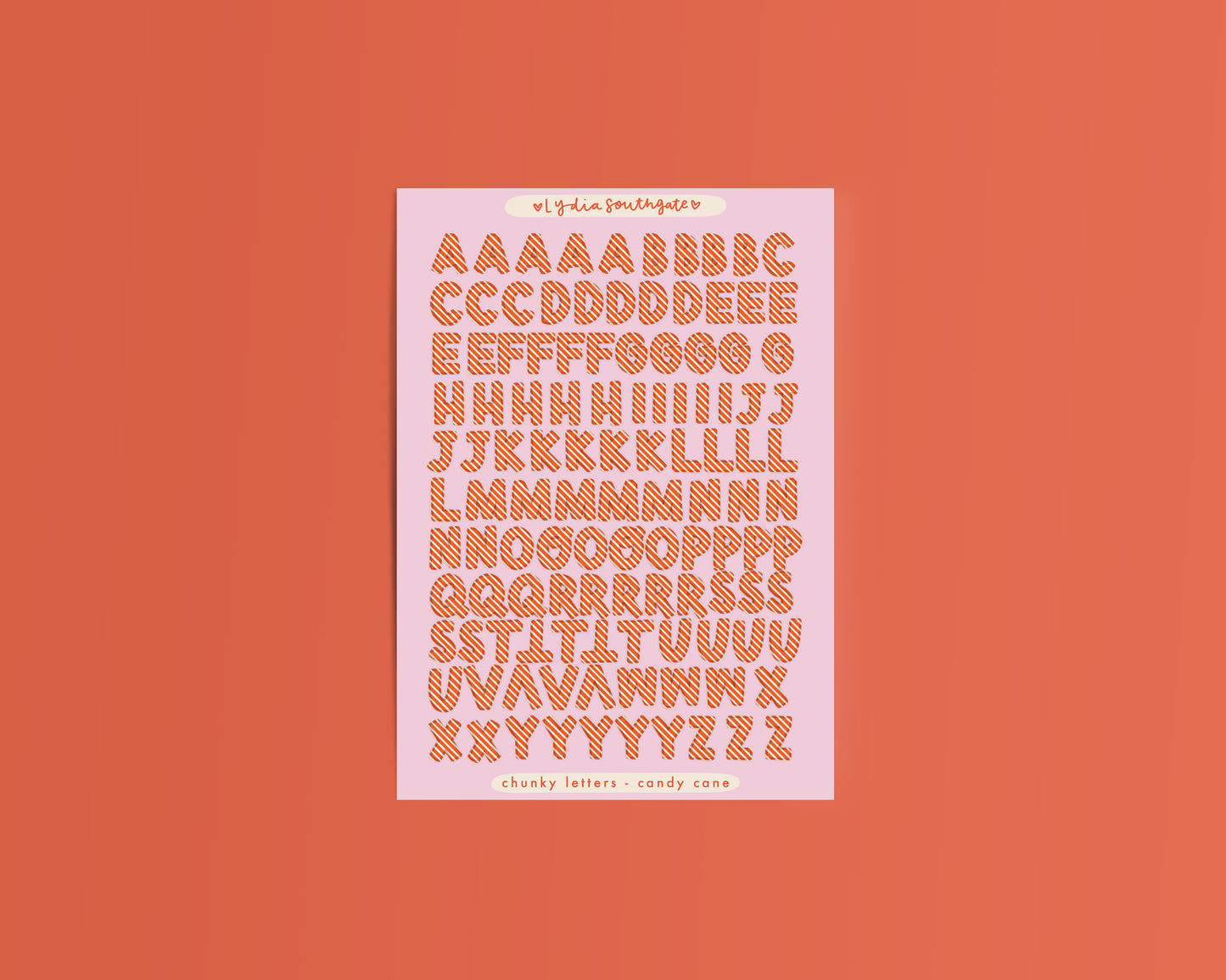 Candy Cane Chunky Letters Sticker Sheet