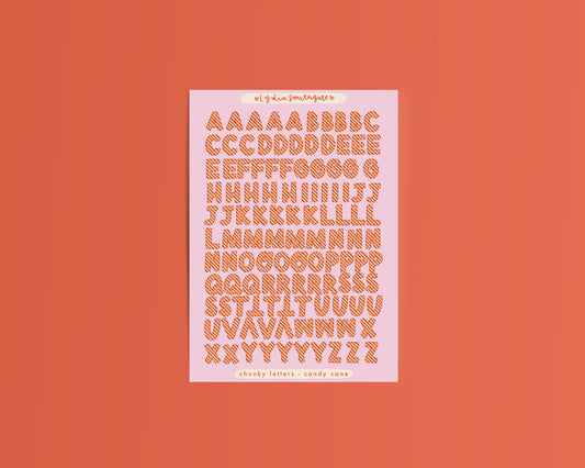 Candy Cane Chunky Letters Sticker Sheet
