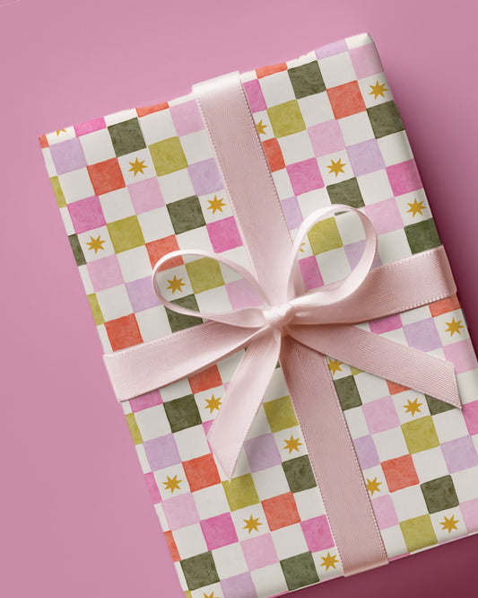 Christmas Checkerboard Wrapping Paper Sheets