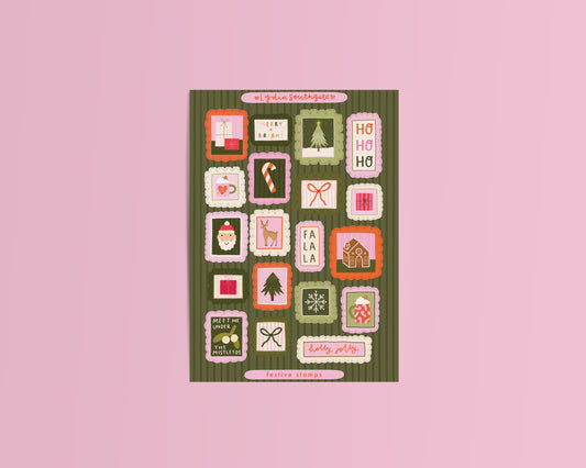 Festive Stamps Letters Sticker Sheet