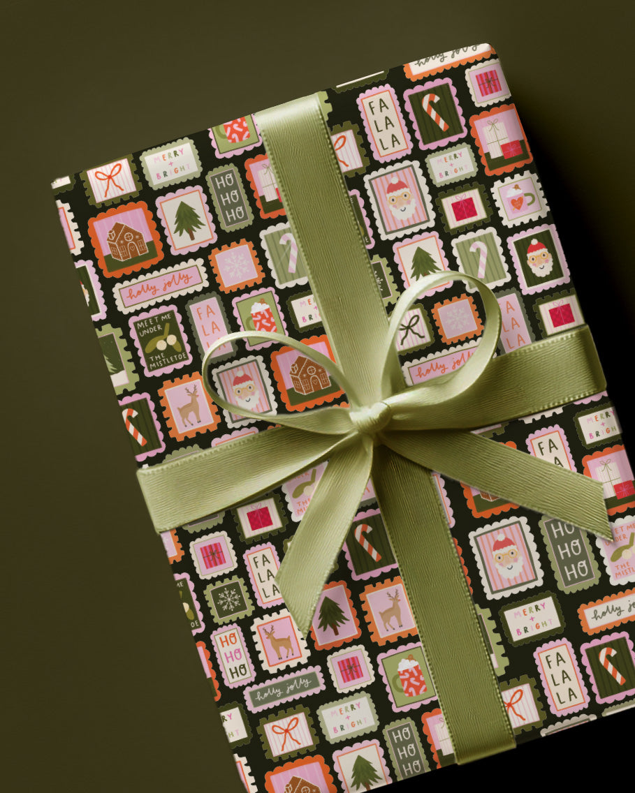 Christmas Stamps Wrapping Paper Sheets