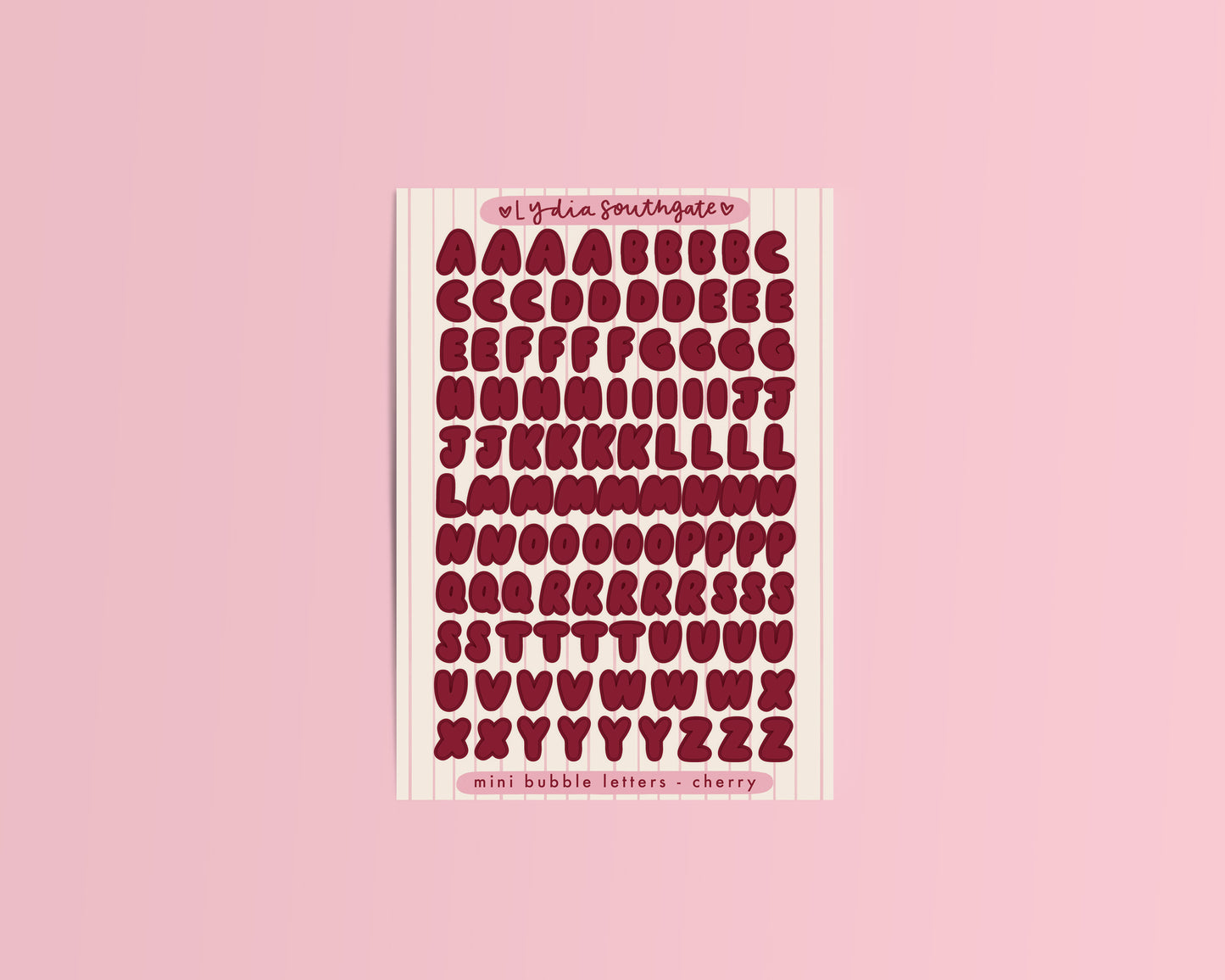 Cherry Mini Bubble Letters Sticker Sheet