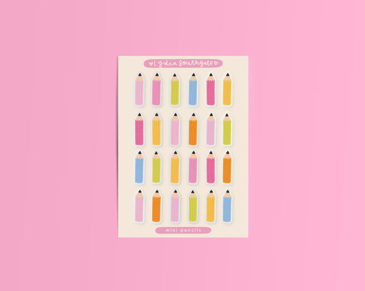 Pencils Mini Clear Vinyl Sticker Sheet