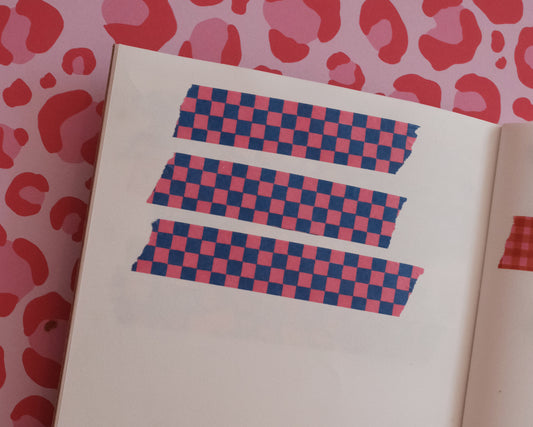 Blue and Pink Checkerboard Washi Tape