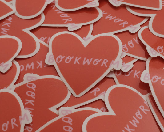 Bookworm Heart Vinyl Sticker