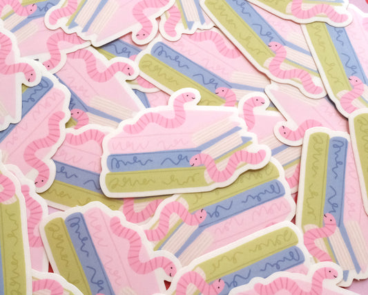 Books and Worms Vinyl Sticker