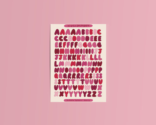 Berry Bubble Letters Sticker Sheet