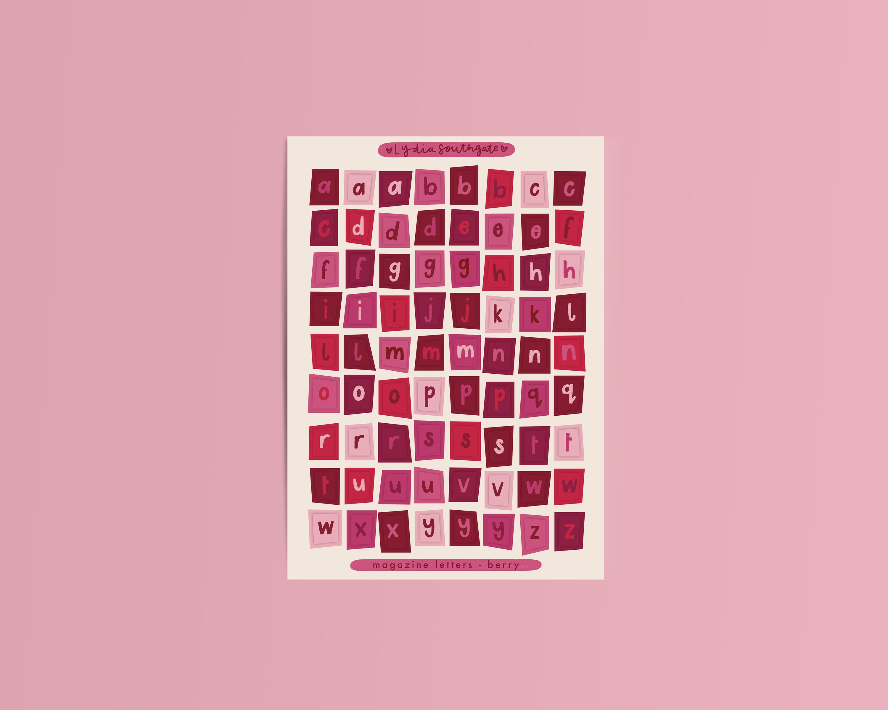 Berry Magazine Letters Sticker Sheet – lydia southgate
