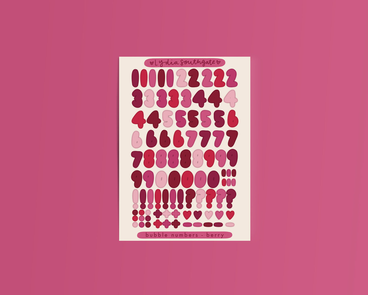Berry Bubble Numbers Sticker Sheet