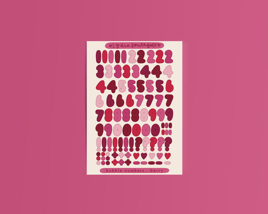 Berry Bubble Numbers Sticker Sheet