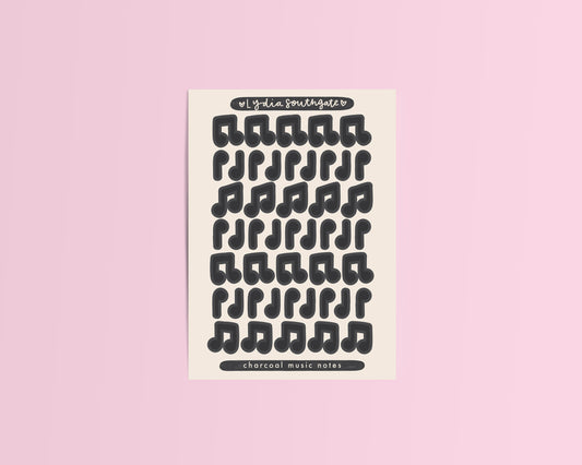 Charcoal Music Notes Mini Sticker Sheet