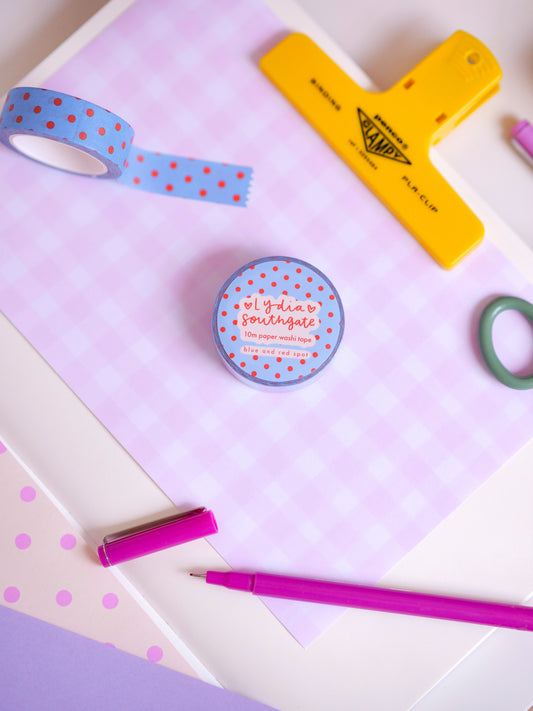 Blue and Red Spot Washi Tape