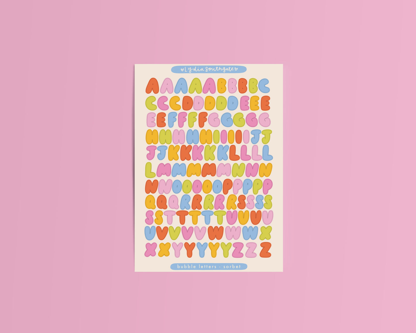 Sorbet Bubble Letters Sticker Sheet
