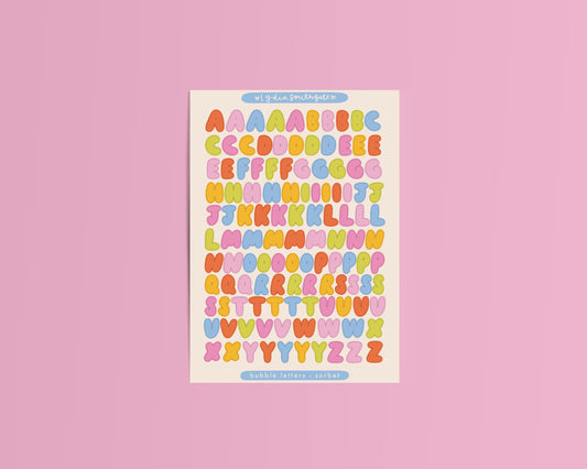 Sorbet Bubble Letters Sticker Sheet