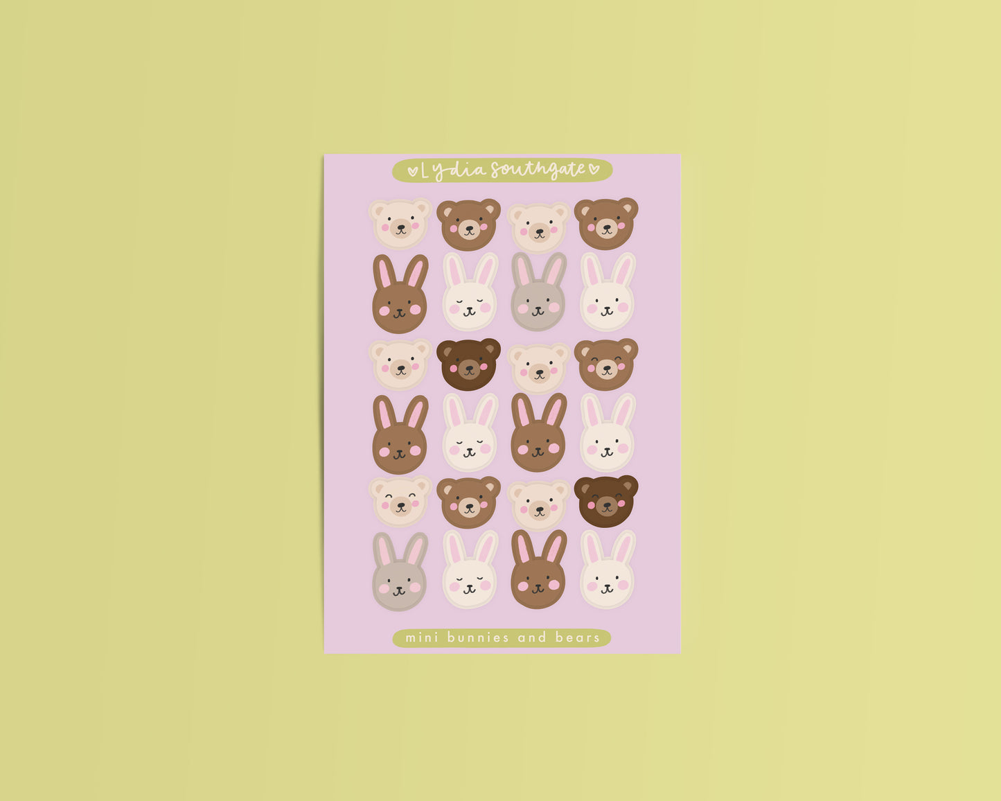 Bunnies and Bears Mini Vinyl Sticker Sheet