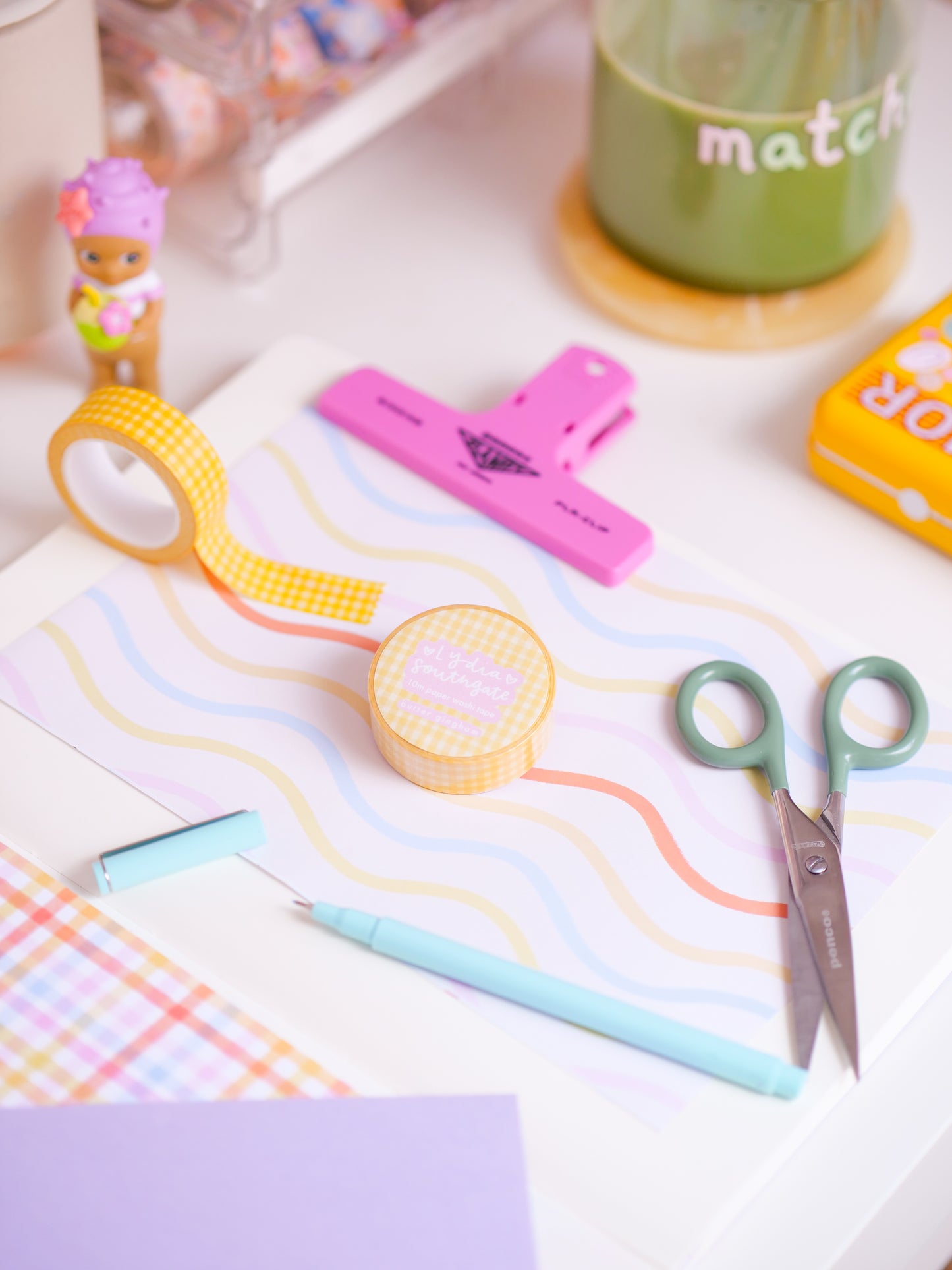 Butter Gingham Washi Tape - NEW COLOURS
