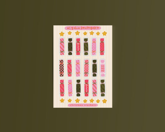 Christmas Crackers Mini Clear Vinyl Sticker Sheet