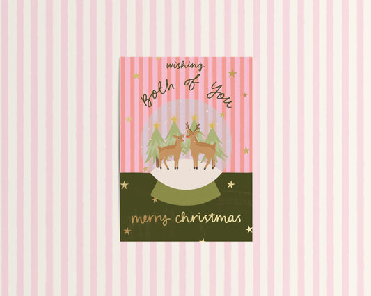 Merry Christmas to Both of You Snow Globe Card