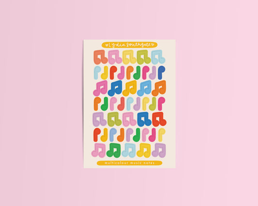 Colourful Music Notes Mini Sticker Sheet