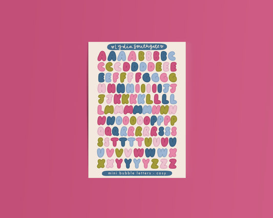 Cosy Mini Bubble Letters Sticker Sheet