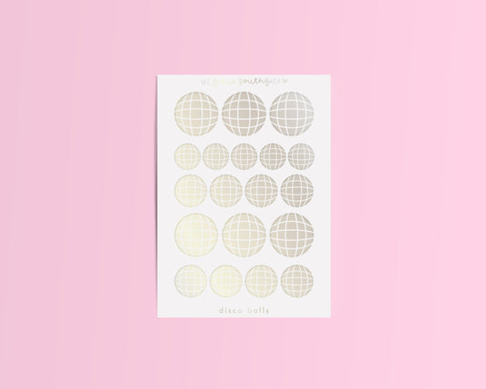 Silver Disco Balls Mini Sticker Sheet