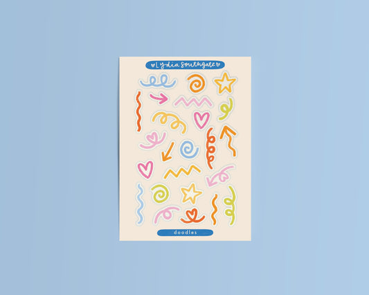 Doodles Mini Clear Vinyl Sticker Sheet