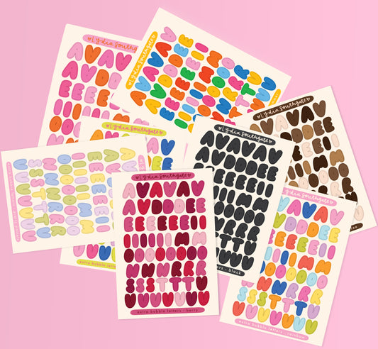 EXTRA LETTERS - Bubble Letters - 8 Colour Options