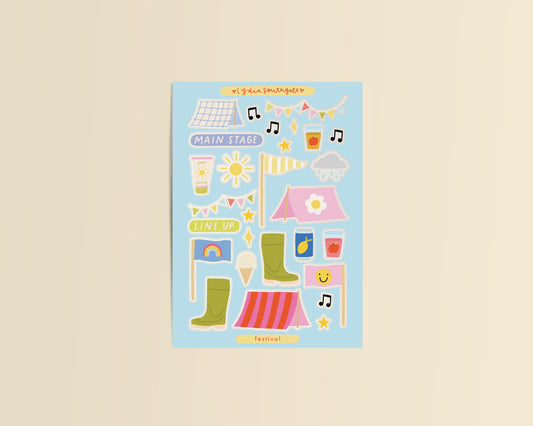 Festival Themed Clear Vinyl Sticker Sheet