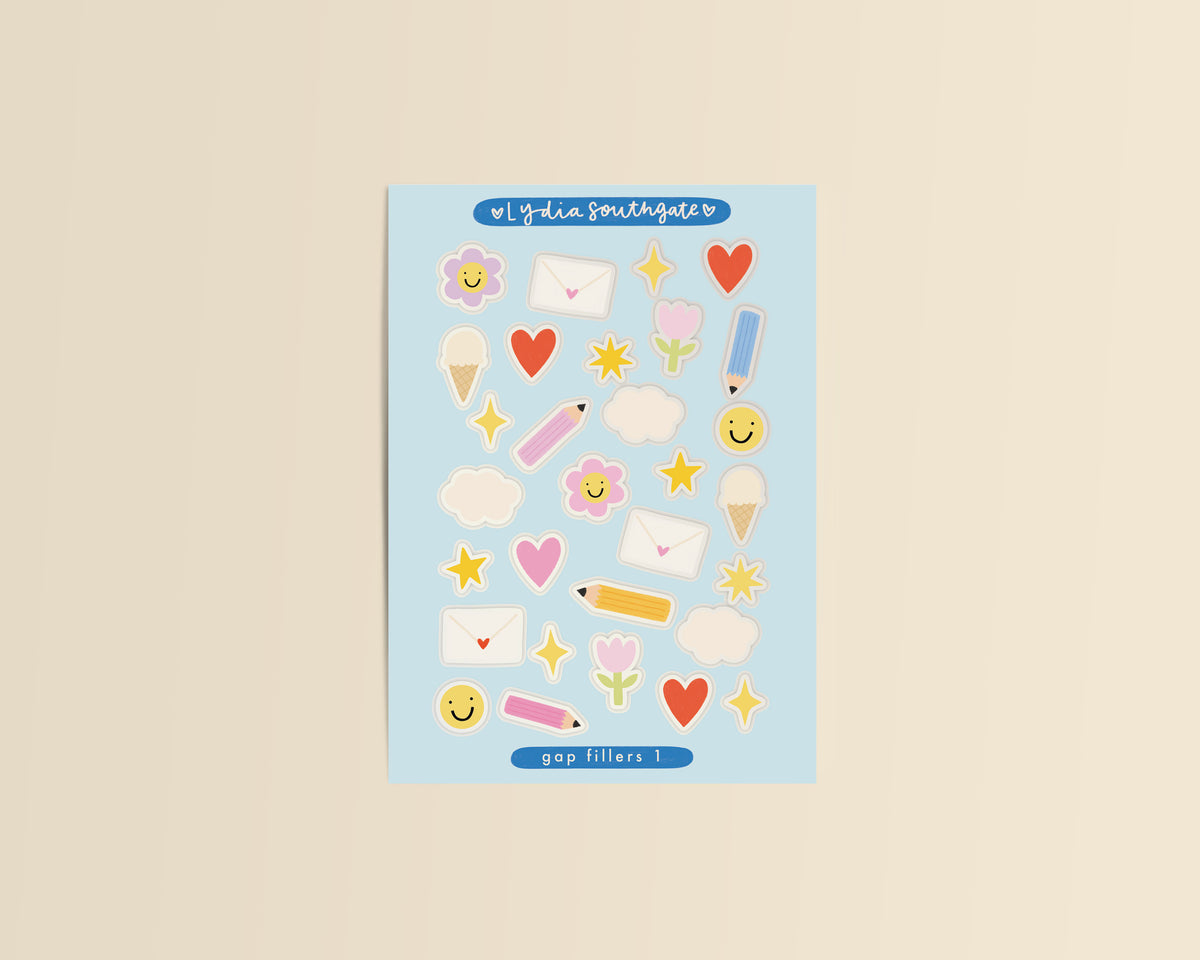 Gap Fillers 1 Mini Clear Vinyl Sticker Sheet – lydia southgate