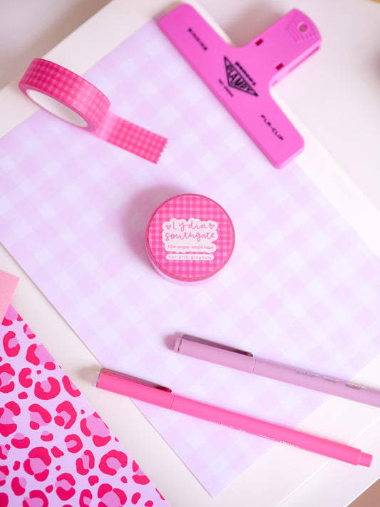 Hot Pink Gingham Washi Tape