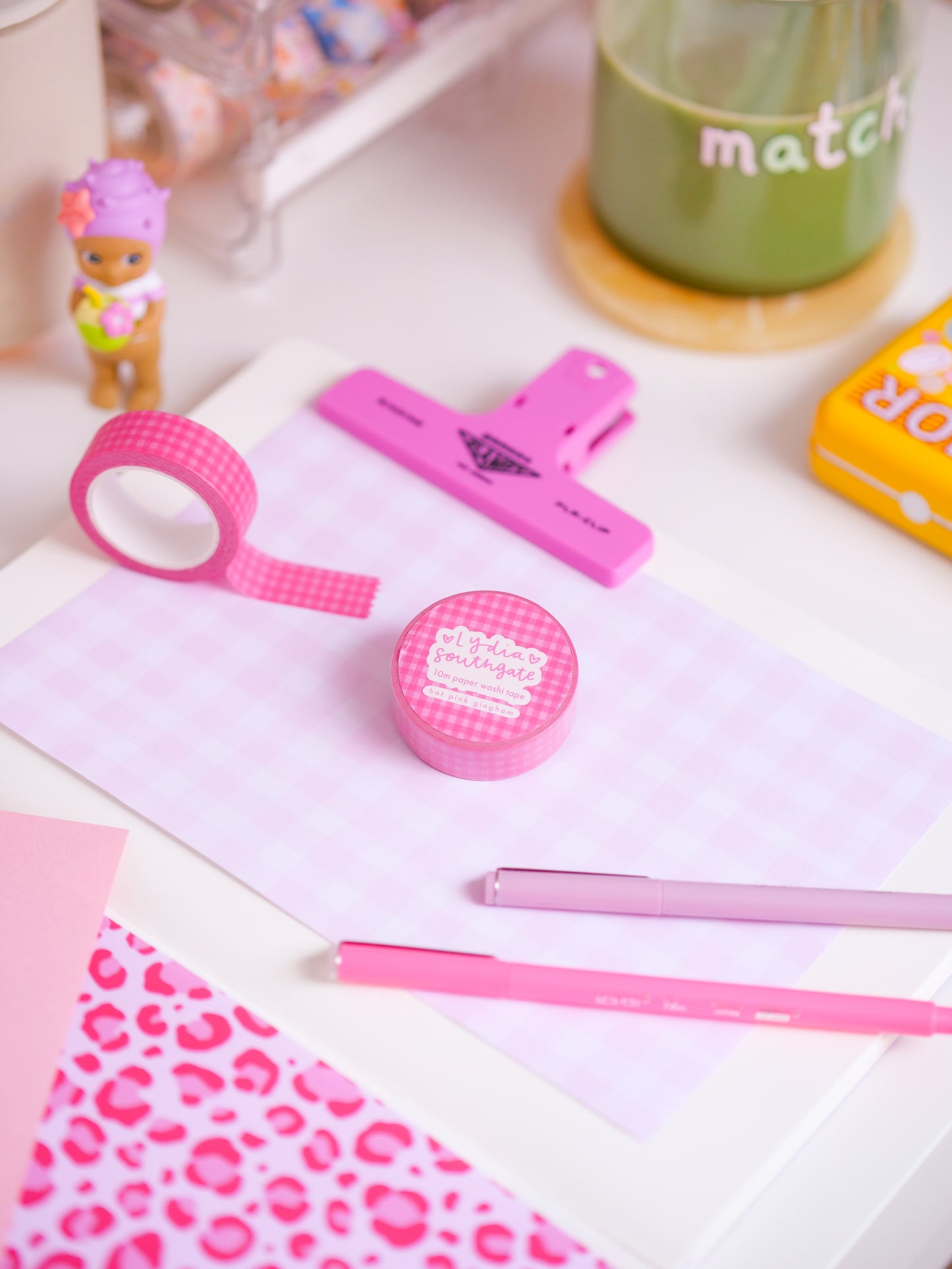 Hot Pink Gingham Washi Tape