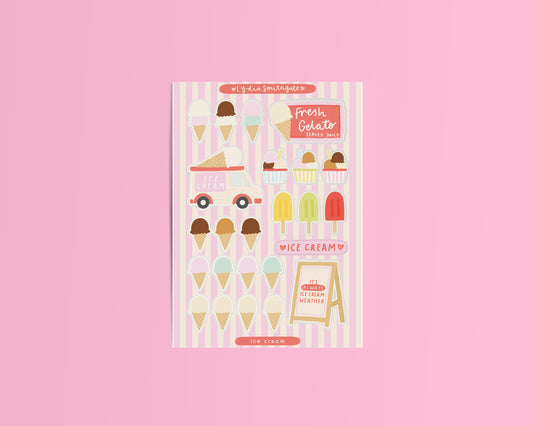 Ice Cream Clear Vinyl Sticker Sheet