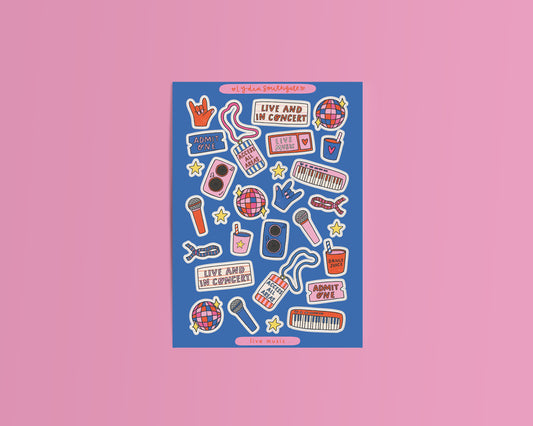 Concert Themed Clear Vinyl Sticker Sheet