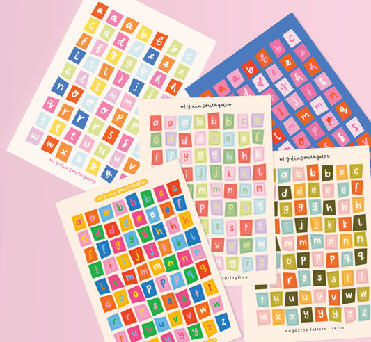 Magazine Letters Sticker Sheets (5 colour options)