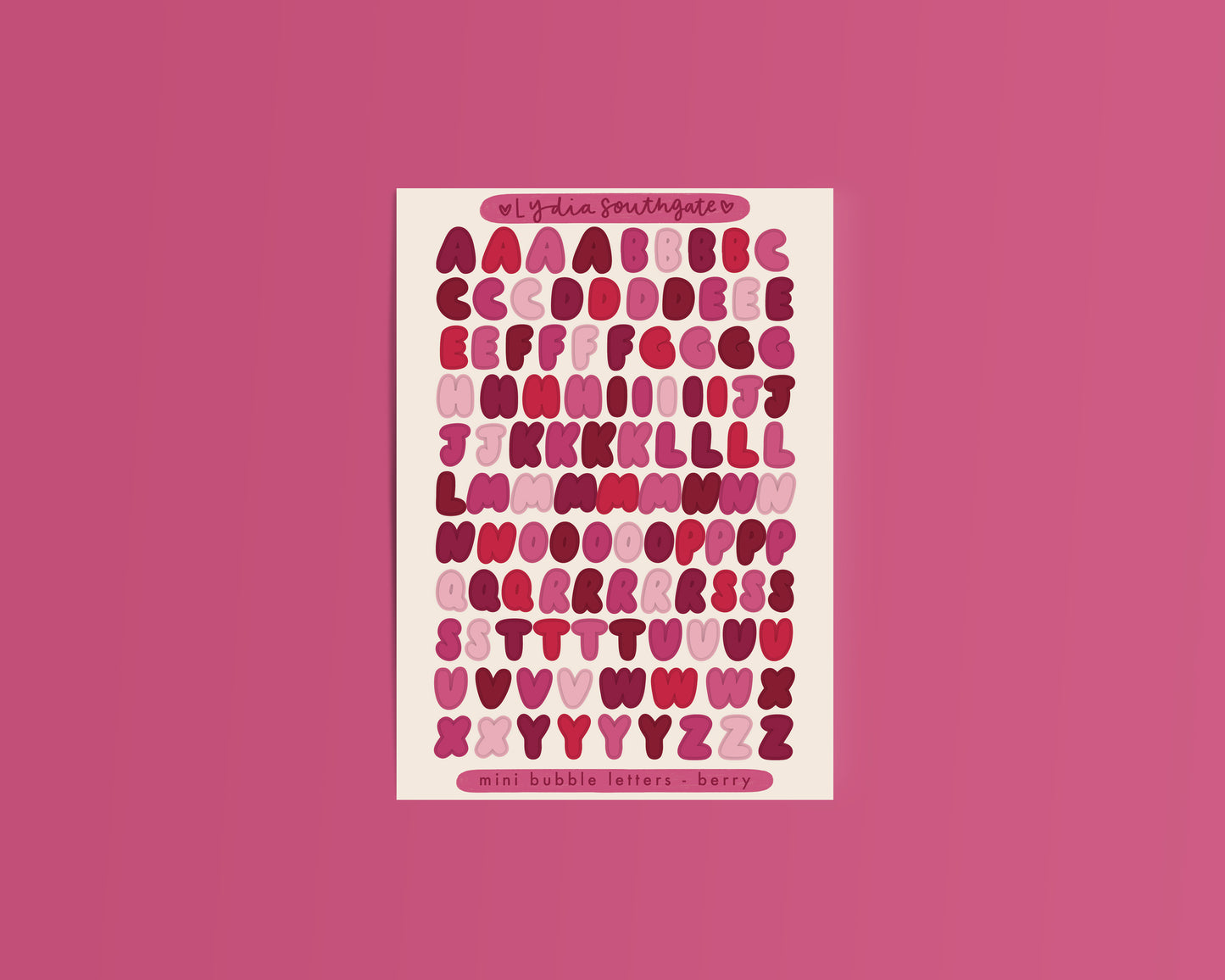 Mini Berry Bubble Letters Sticker Sheet