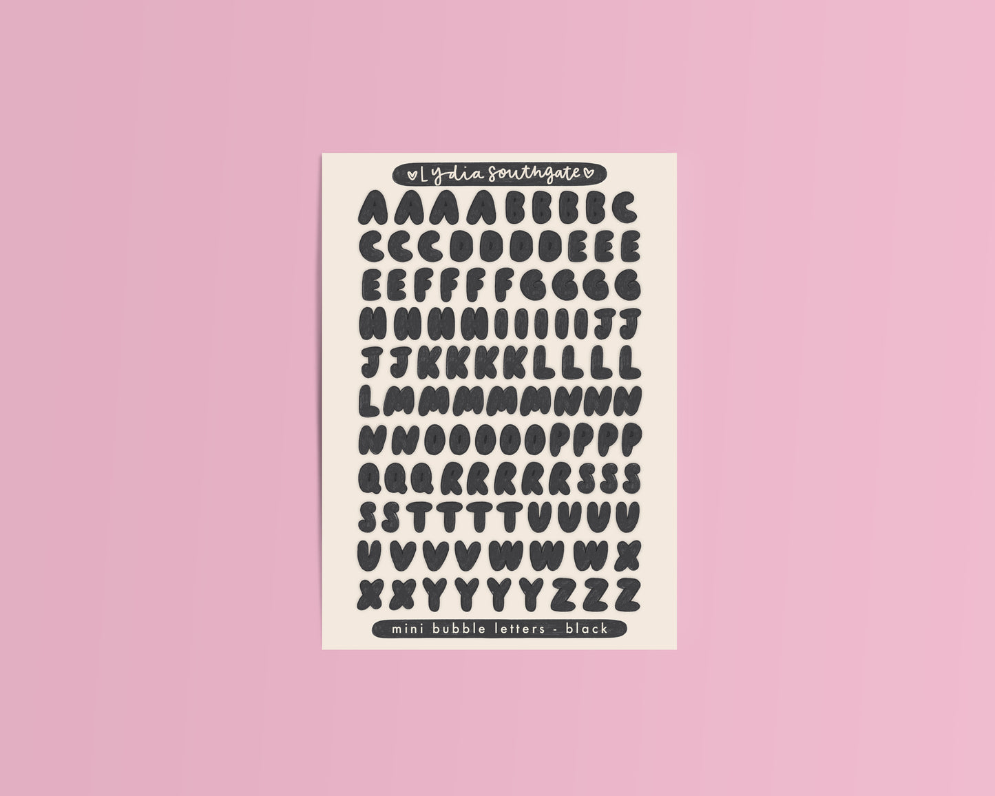 Mini Bubble Letters Sticker Sheet