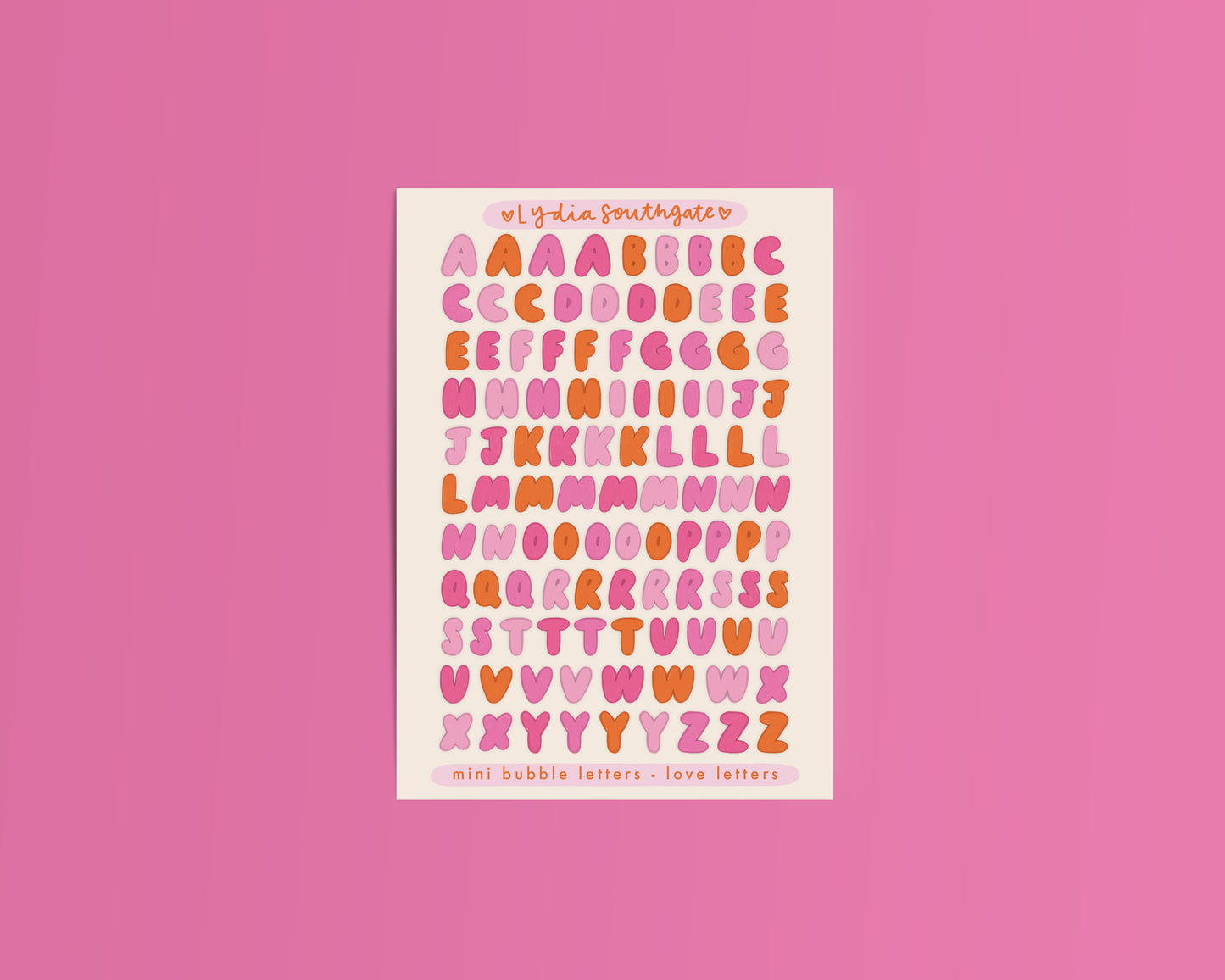Mini Bubble Letters Sticker Sheet
