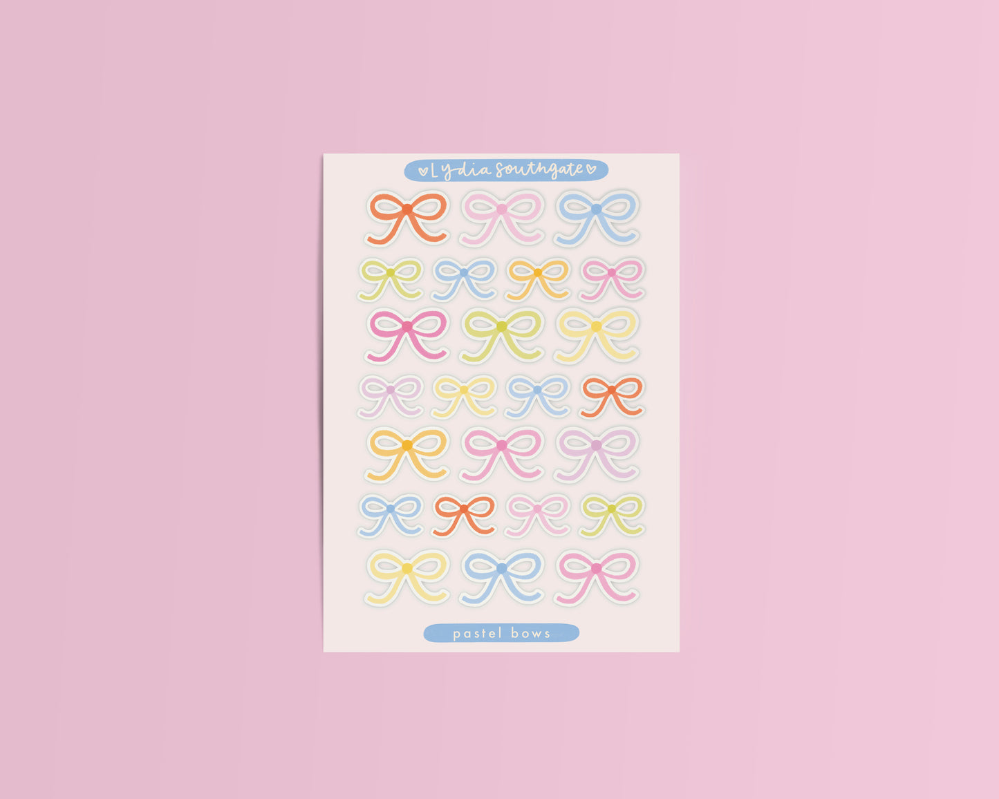 Colourful Bows Mini Clear Vinyl Sticker Sheet