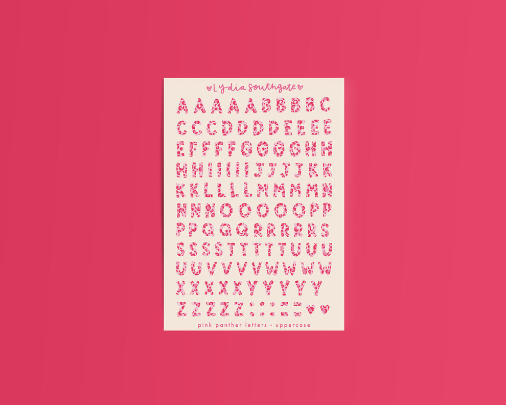 Uppercase Pink Panther Print Letters Sticker Sheet – lydia southgate