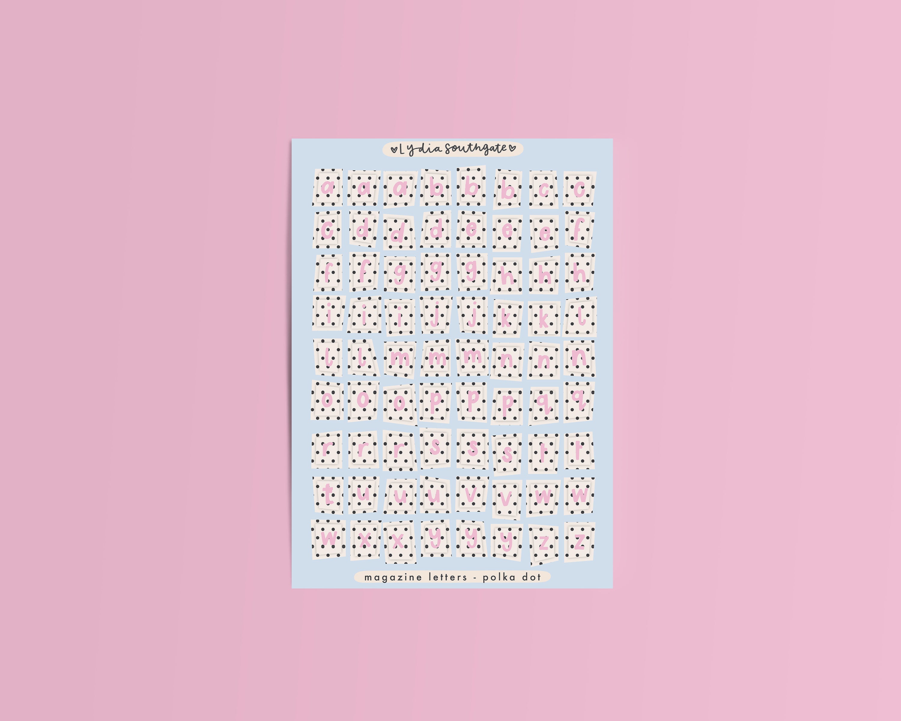 Pink, Black and White Magazine Letters Sticker Sheet – lydia southgate