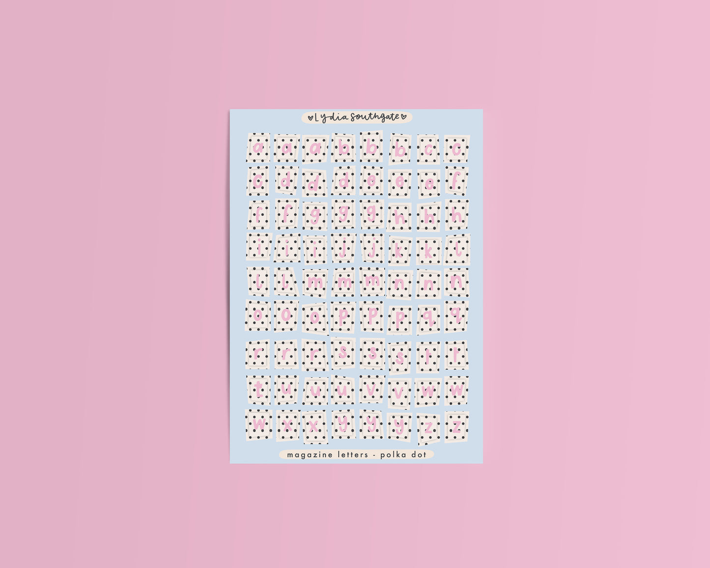 Pink, Black and White Magazine Letters Sticker Sheet