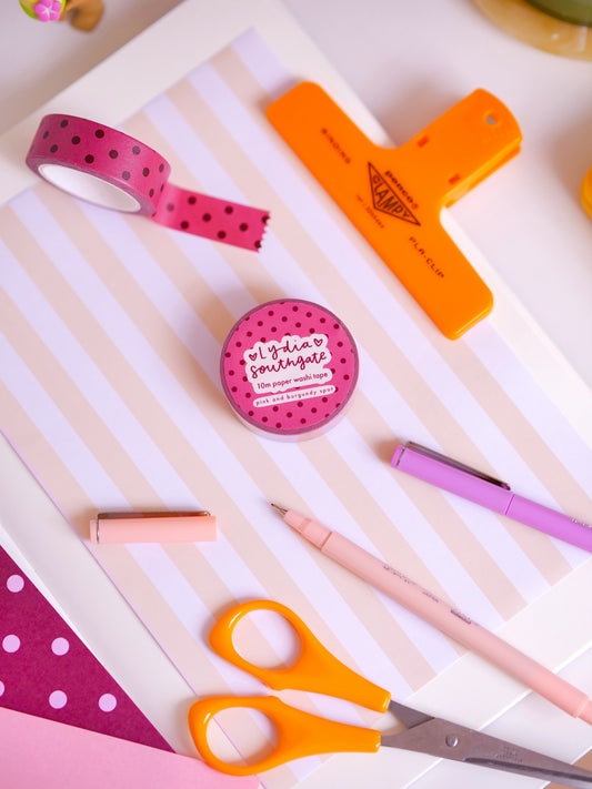 Pink and Burgundy Spot Washi Tape