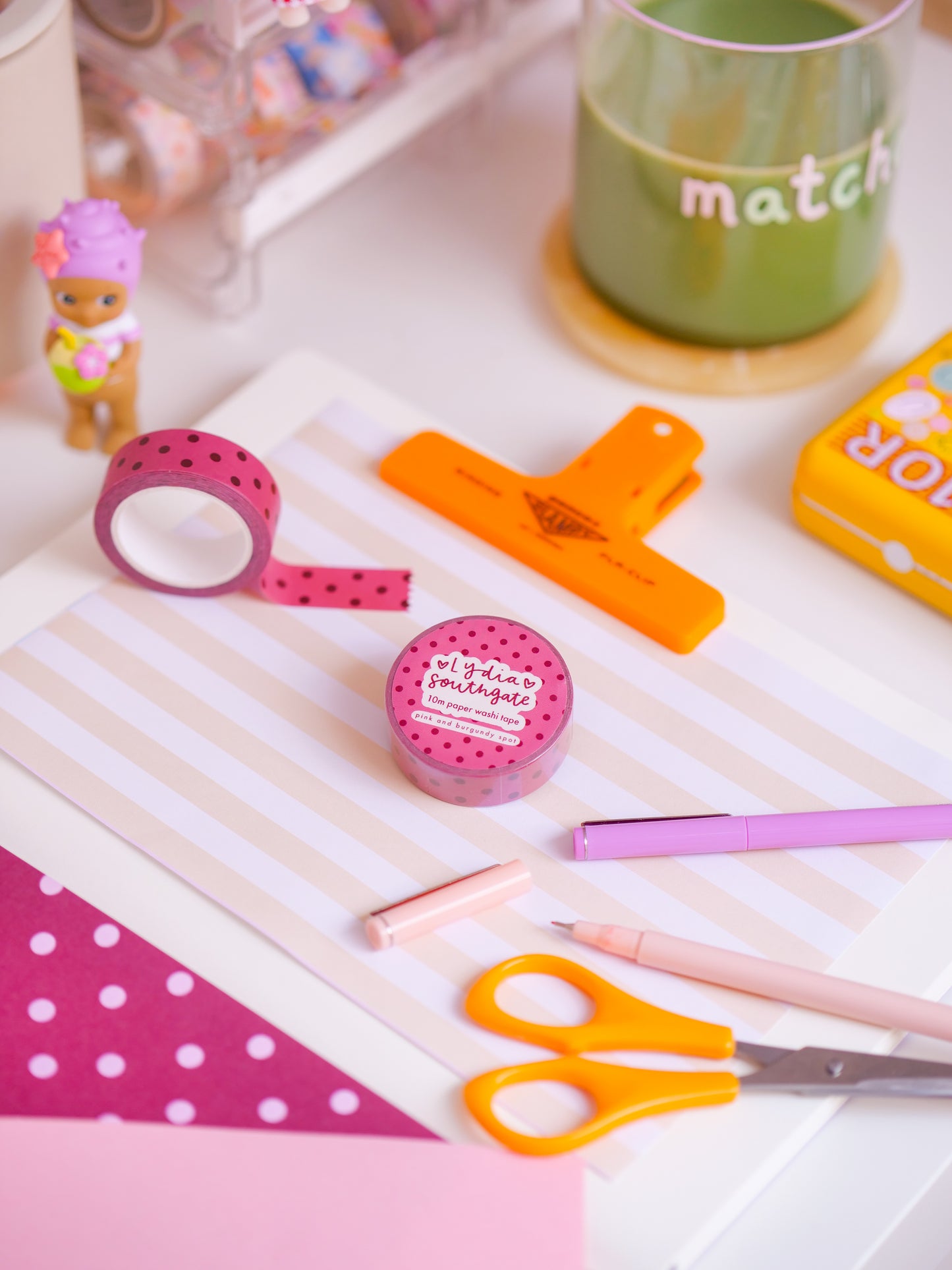 Pink and Burgundy Spot Washi Tape