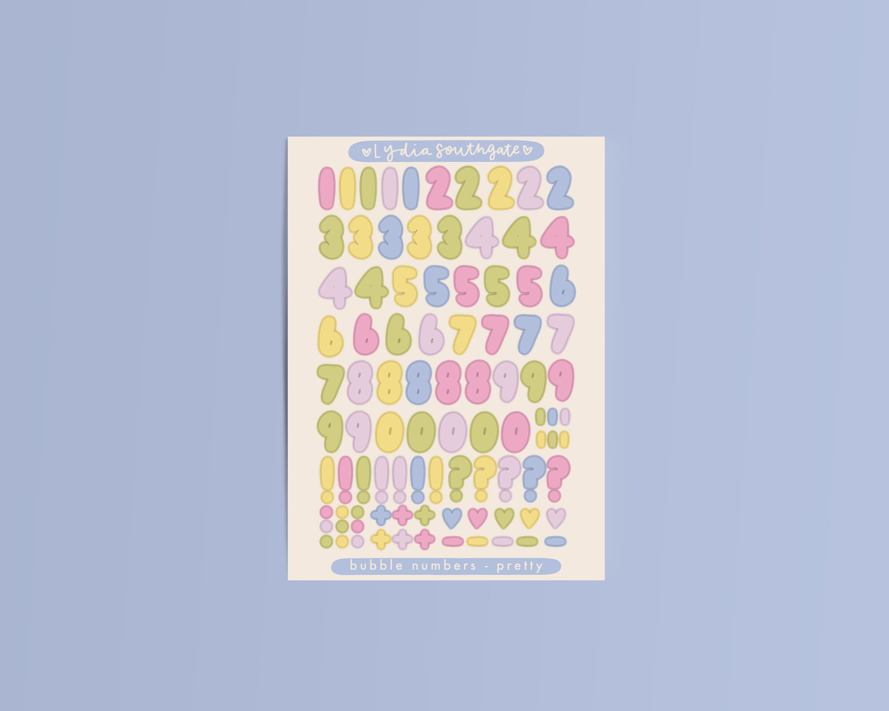 Pretty Bubble Numbers Sticker Sheet – lydia southgate